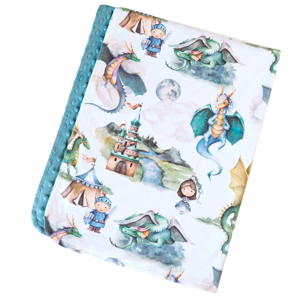 Limonade au miel - Couverture en peluche douce et l   g   re en Minky     pois pour nouveau-n    et enfant 30 x 40 cm Motif dragons et chevaliers