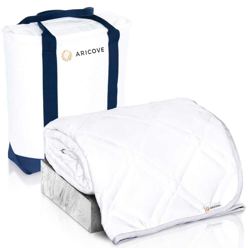 Aricove Cooling Weighted Blanket for Adults  20 lbs  Full/Queen Size Weighted Blanket  60x80 inches  Silky Soft Bamboo Viscose  Machine Washable  Whit
