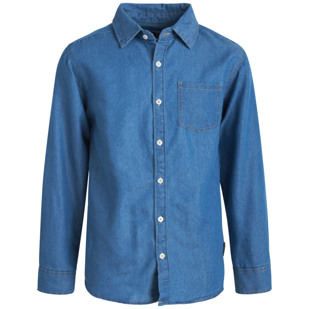 Ben Sherman Boys' Long Sleeve Button Down Collared Dress Shirt  Size 18  Dark Denim
