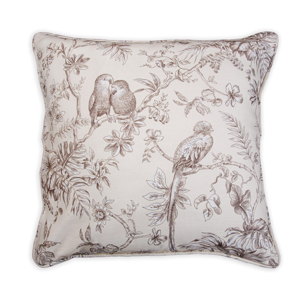 Maison d'Hermine Jouy Paradis - Housse de coussin d   corative beige 100 % coton pour canap   , chambre     coucher, salon (45,7 x 45,7 cm)