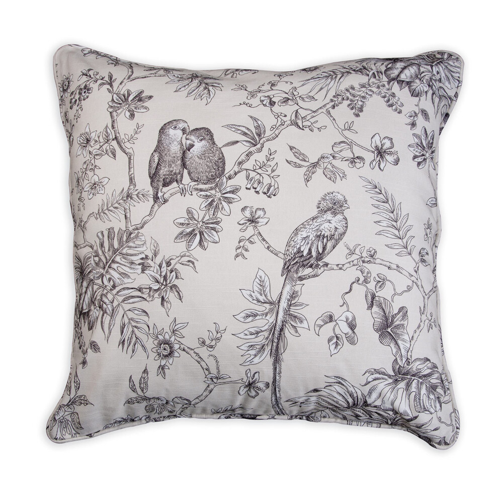 Maison d'Hermine Jouy Paradis - Housse de coussin d   corative grise 100 % coton pour canap   , chambre     coucher, salon (50 x 50 cm)