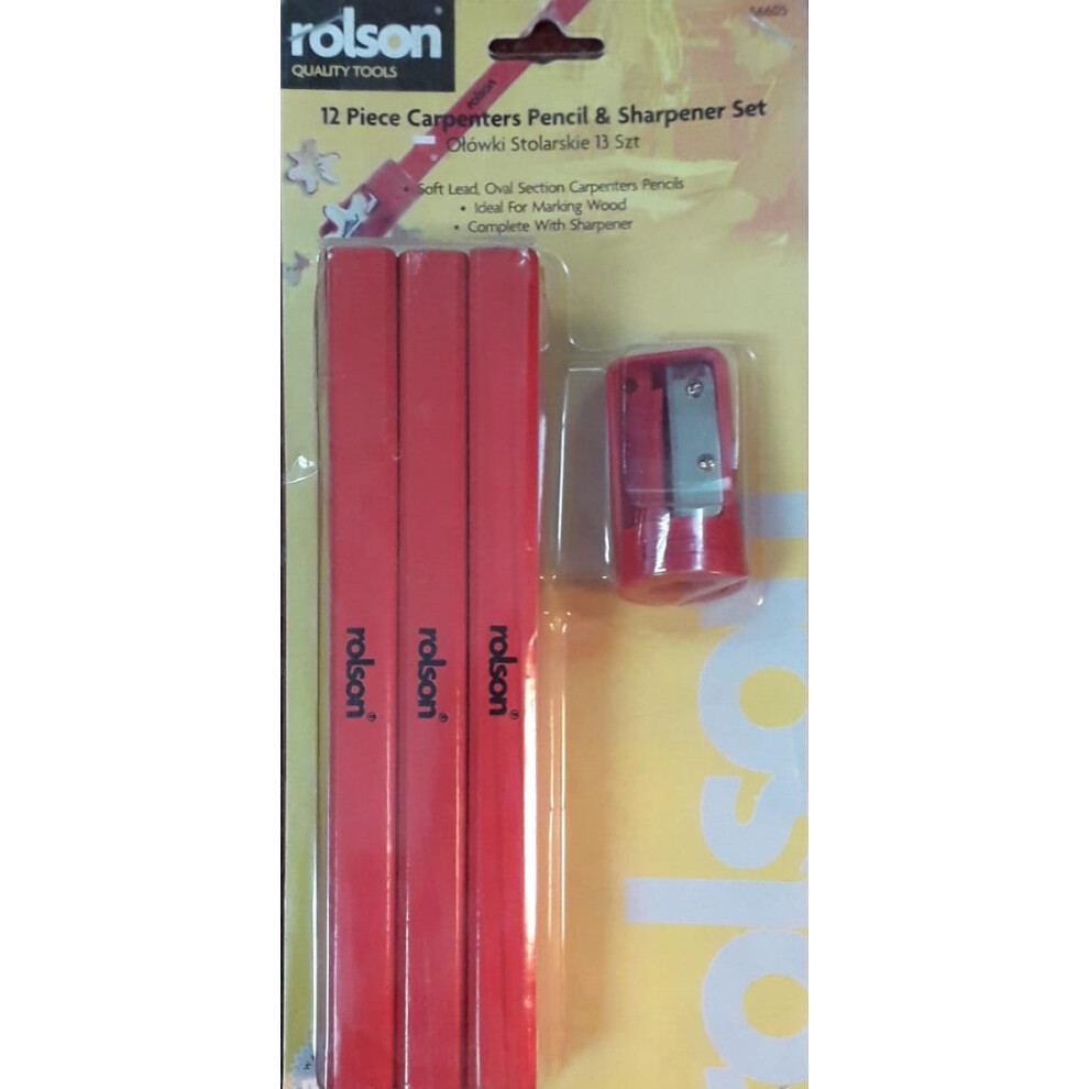Rolson 12 piece carpenters pencil and sharpener set