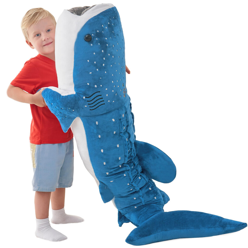 Mukouxun 48Inch Whale Shark Stuffed Animal Giant Whale Shark Plush Pillow Toy Realistic Big Whale Shark Stuffed Animals Plush Huge Stuffed Whales Larg