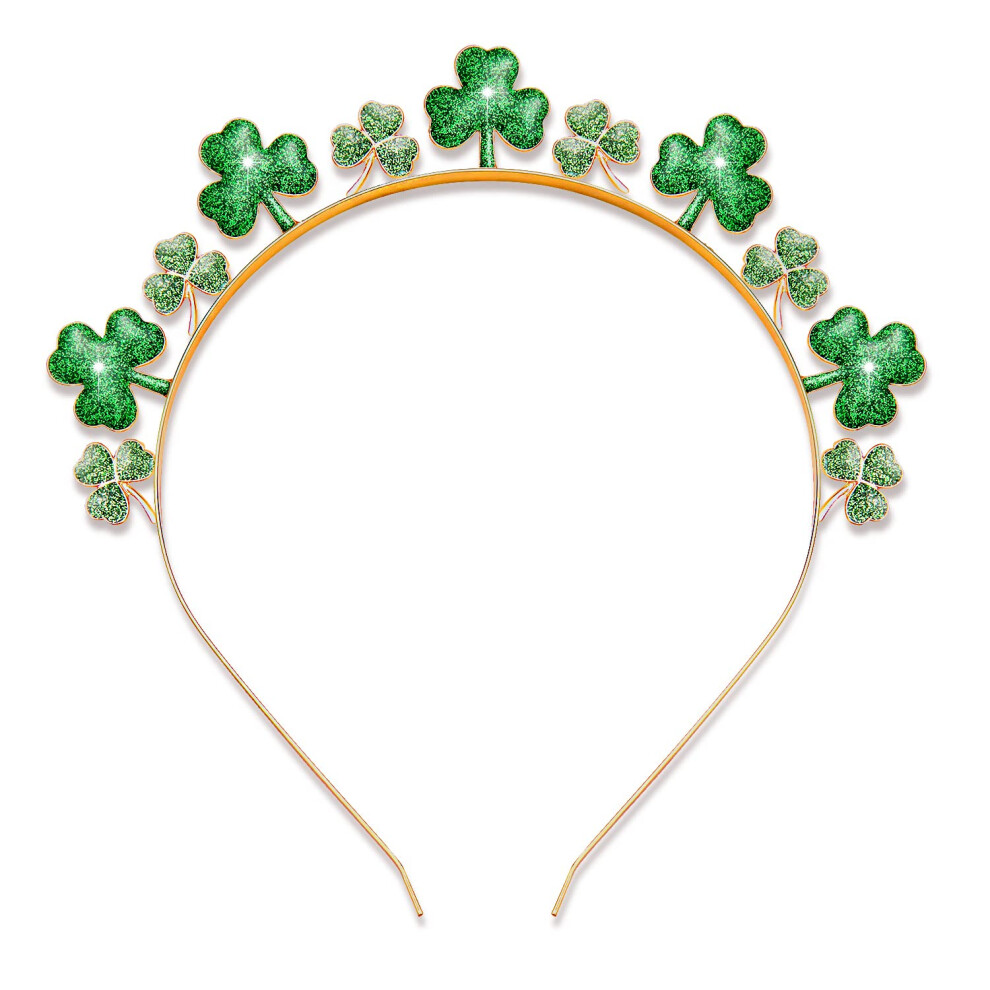 Cealxheny Unisex St. Patrick's Day Headbands Glitter Rhinestone Shamrock Headbands Lucky Irish Hairbands St Patrick's Day Accessories Party Favors Gifts Sha
