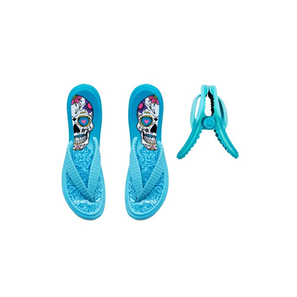 PERFORMORE Flip Flop Lot de 2 pinces     serviette de plage (bleu) pour chaises de plage, terrasse, piscine, bateau, croisi   re, accessoires pour ch