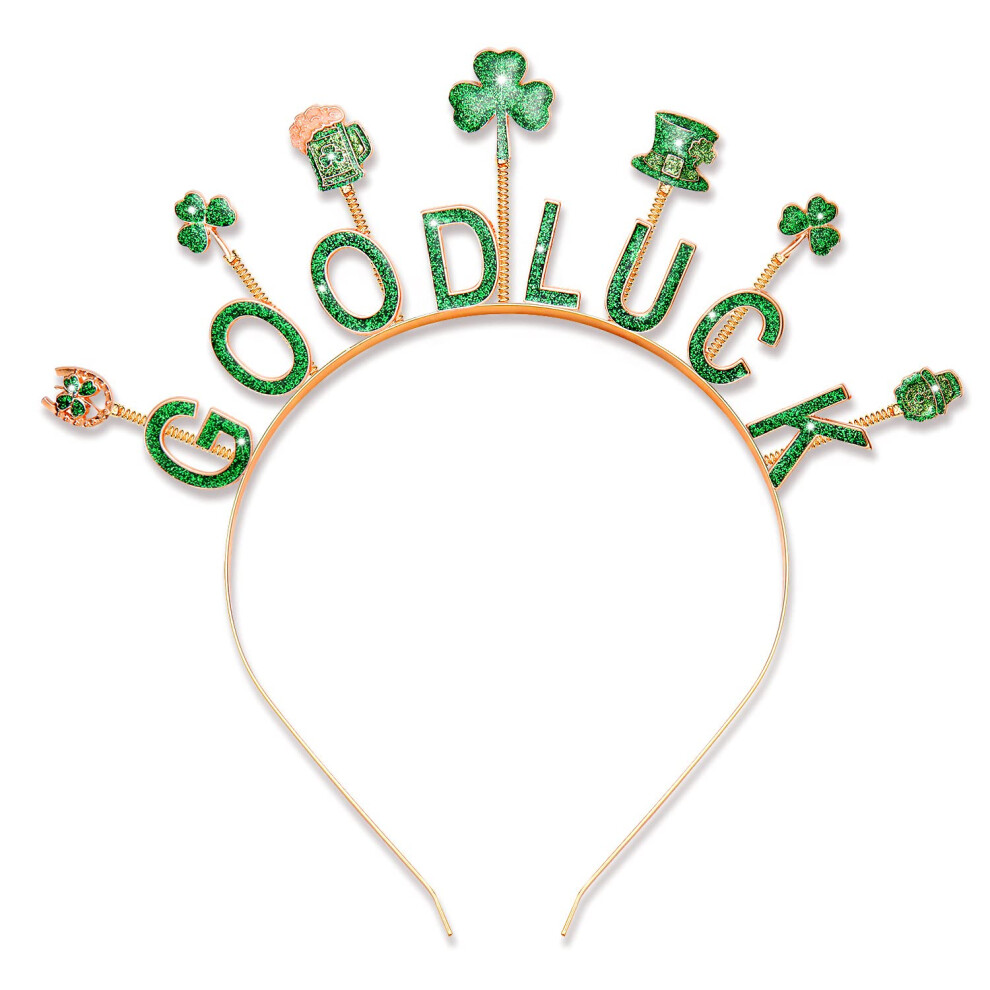Cealxheny St. Patrick's Day Headbands Glitter Rhinestone Shamrock Headbands Lucky Irish Hairbands St Patrick's Day Accessories Party Favors Gifts Goo