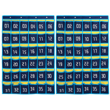Loghot Numbered Classroom Sundries Closet Pocket Chart for Cell Phones Holder Wall Door Hanging Organizer 36 Pockets Blue 2Pc