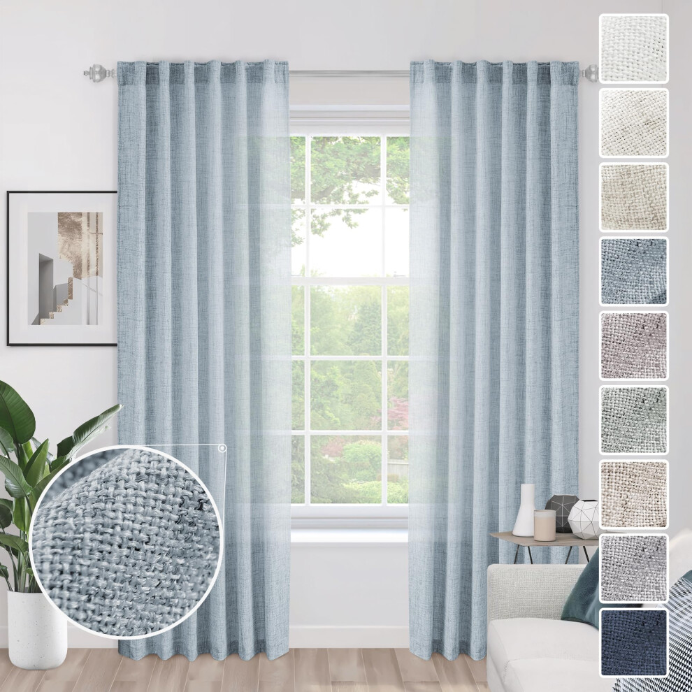 Light Grey Blue Linen Curtains Dusty Blue Curtains for Living Room 2 Panels Set Back Tab Modern Farmhouse Light Filtering Curtains 96 Inches Long Drap-image-OPC-PFNRXG5-NEW