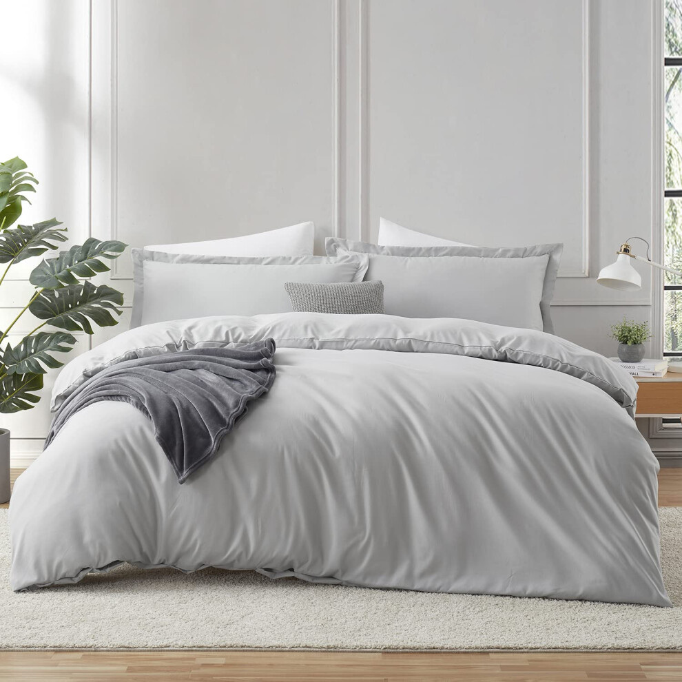 Housse de couette gris clair Hearth & Harbor Queen Size - Ensemble de housse de couette Queen 3 pi   ces Housses de couette Queen Size douces et br