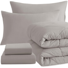 NTBAY Twin-dekbedset met lakens 5-delig Zacht en ademend Twin-beddengoed Twin-bed in een zak Donzen alternatieve dekbedset Effen kleur Alle seizoenen