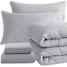 NTBAY Twin-dekbedset met lakens 5-delig Zacht en ademend Twin-beddengoed Twin-bed in een zak Donzen alternatieve dekbedset Effen kleur Alle seizoenen