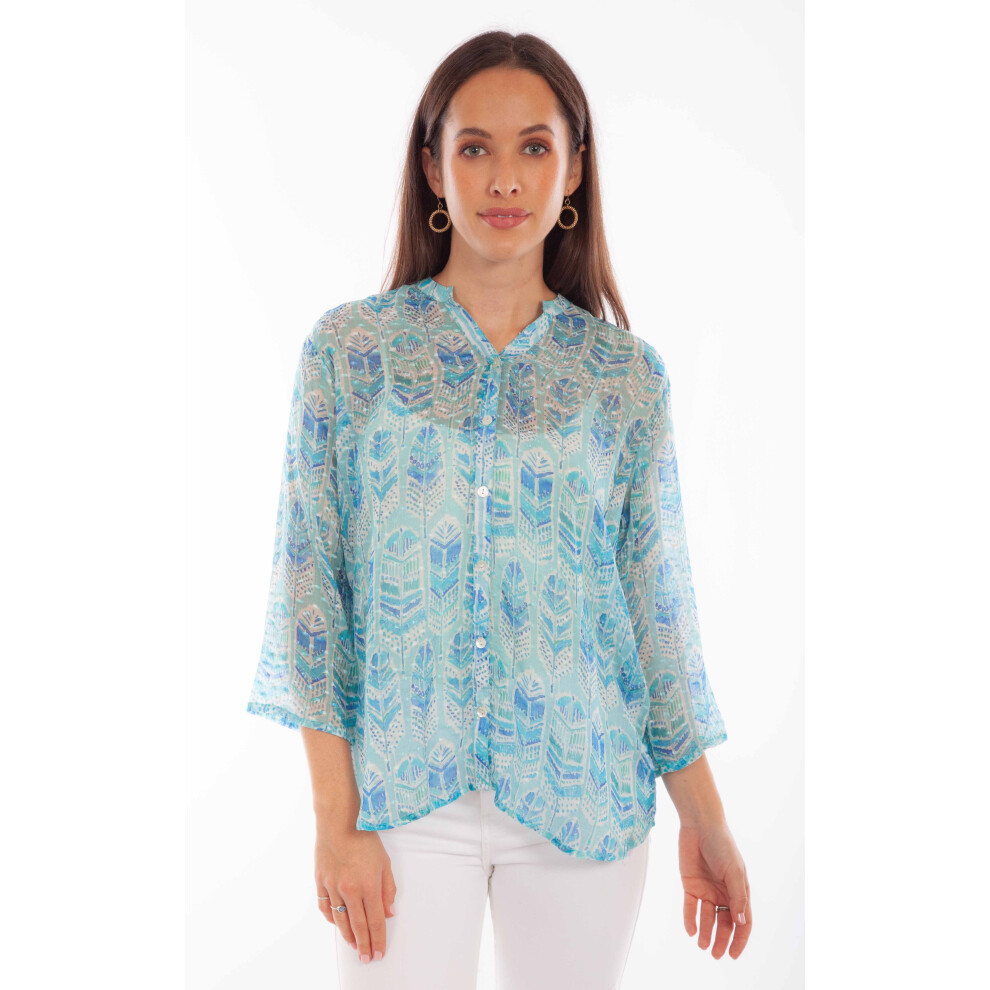 Strukturierte Bluse Mit Federmuster-image