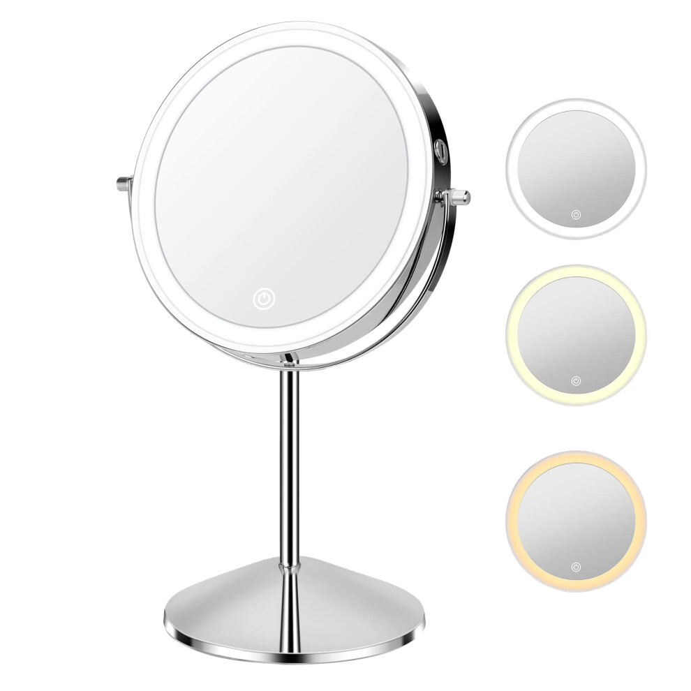 Miroir de maquillage lumineux KuMers avec grossissement 10X 8, miroir de courtoisie double face rechargeable avec lumi   res, miroir de maquillage