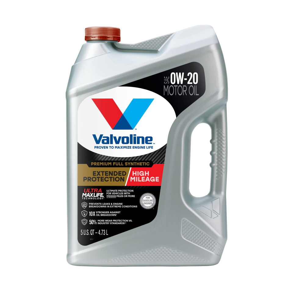Valvoline Extended Protection High Mileage with Ultra MaxLife Technology 0W-20 Full Synthetic Motor Oil 5 QT