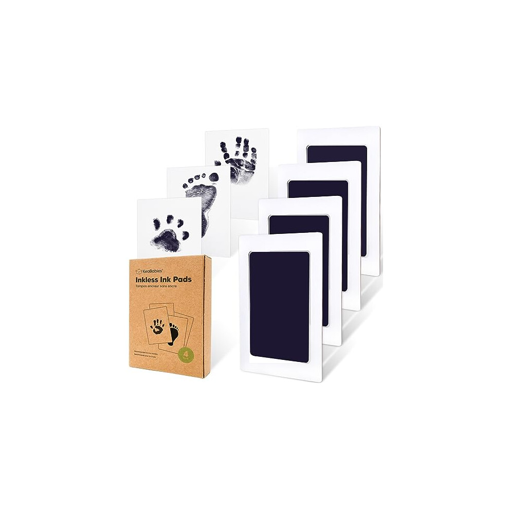 4-Pack Inkless Hand And Footprint Kit - Ink Pad For Baby Hand And Footprints - Dog Paw Print Kit Dog Nose Print Kit - Baby Footprint Kit Clean Touch Keababies
