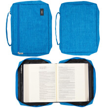 Christian Art Gifts Capa bblica de polister para homens e mulheres com remendo de peixe de Jesus com zper, caneta de bolso, laos de fita, mar