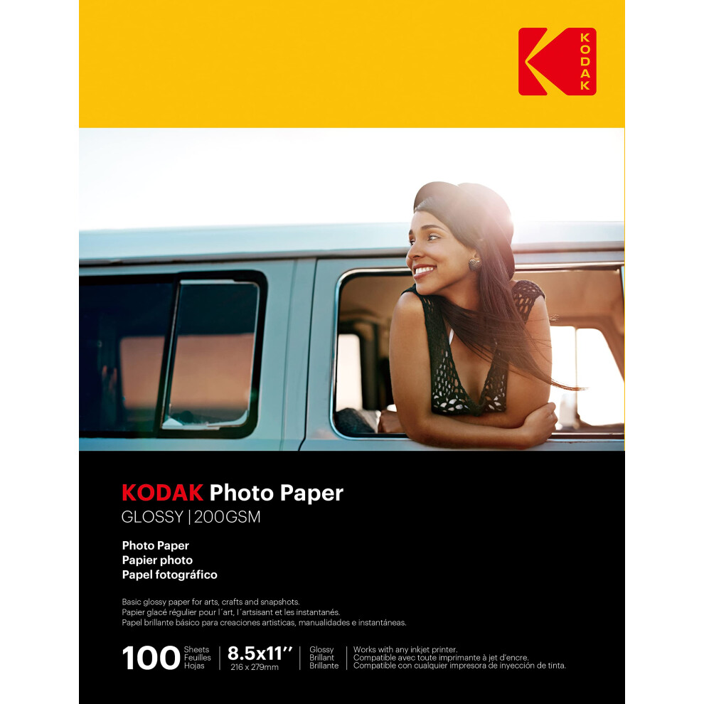 Kodak Photo Paper  8.0 mil 200GSM  Glossy  8-1/2 x 11  100 Sheets/Pack