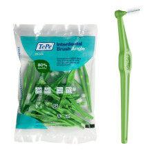 Brosse interdentaire coud   e TEPE, paquet de 25, 0,8 mm, grands espaces, verte, taille 5