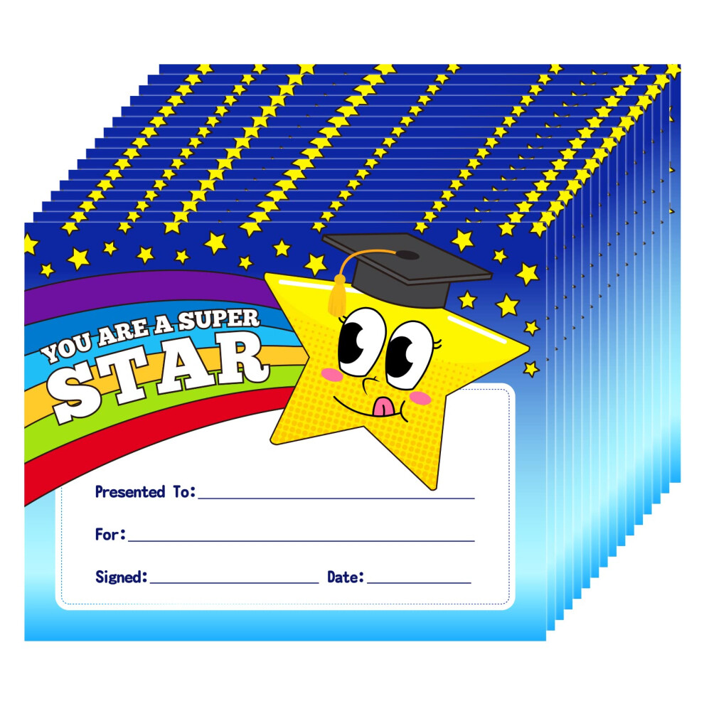 D24time 30Pcs Certificate Of Awards For Kids Students 8 X 10 Super Star Certificates Paper For Teachers Kindergarten Certificate Of Achievement Presch