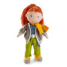 HABA Soley 12"""" Soft Doll with Red Hair Embroidered Face Removable Pants and Jacket - Machine Washable for Ages 18 Months +