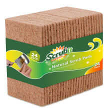 SCRUBIT Natural -hankaussienet (24 kpl) - Ympäristöystävälliset hankaussienet keittiön astioiden ja kattiloiden puhdistukseen - Naarmuuntumattoma