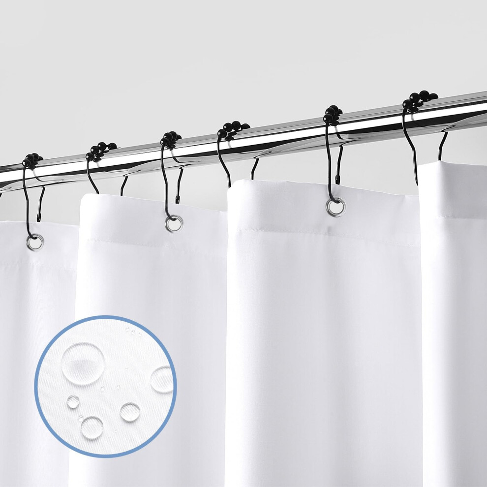Rideau de douche Downluxe imperm   able en tissu doux avec 3 aimants, lavable en machine et de qualit    h   teli   re, 183 x 198 cm, blanc