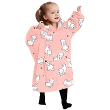 KFUBUO Wearable Blanket Hoodie for Kids Toddlers Sherpa Blanket Sweatshirt With Pocket Cute Dog Hoodies 2-6 Year Old Girl Boy Birthday Gifts