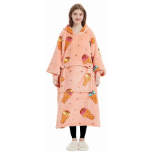 KFUBUO Wearable Blanket Hoodie for Adult Long Sherpa All Patterns ice Cream Oversized Hoodie Sweatshirt Blanket Cute Birthday Gifts for Women