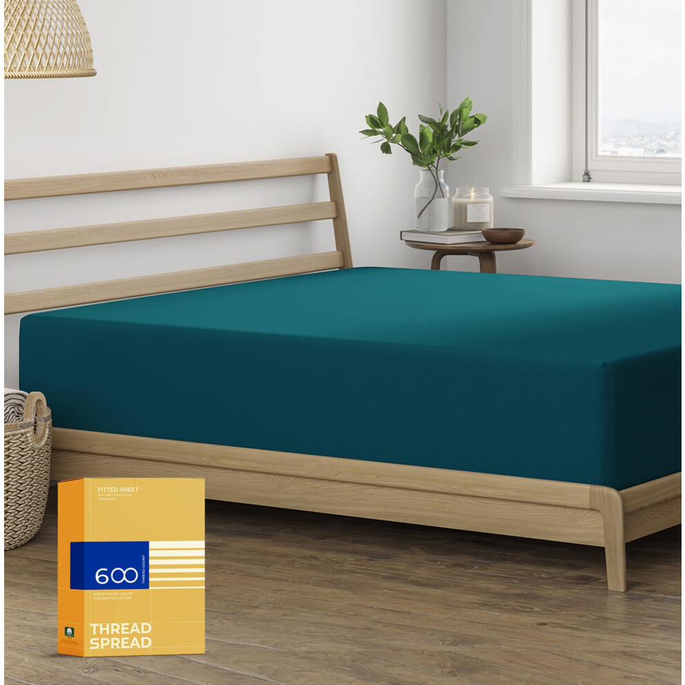 Drap-housse Twin XL uniquement - 100 % coton    gyptien 600 fils au pouce carr   , 40,6 cm de profondeur, drap-housse Twin XL en satin doux et rafra