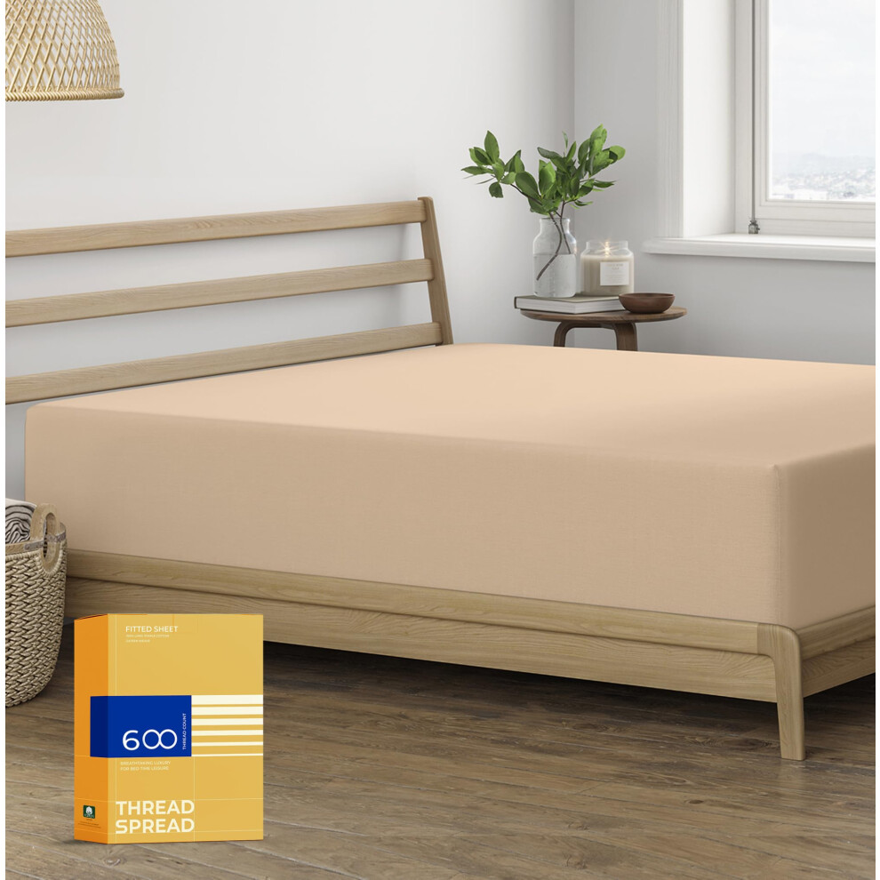 Drap-housse Twin XL uniquement - 100 % coton    gyptien 600 fils au pouce carr   , 40,6 cm de profondeur, drap-housse Twin XL en satin doux et rafra