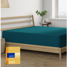 THREAD SPREAD 100% Egyptian Cotton Full Size Fitted Sheet Only - 600 Thread Count 16 Deep Pocket Full Size Fitted Sheet Soft Cooling Sateen Weave No