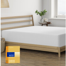 LANGANLEVITYS Vain queen size -asennettava lakana - 100 % egyptiläistä puuvillaa, 600 lankaa, syvätaskuinen queen size -asennettava lakana, queen