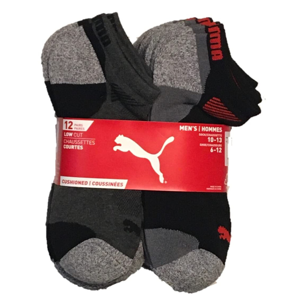 PUMA Mens No Show Socks  Black 10 Pair  10-13  PUMA-12345-BLK-10-13