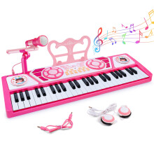 B?rn klaverleget?j til piger gaver - 49 taster b?rbare klaver tastaturer Multifunktionelt uddannelsesm?ssigt musikinstrument leget?j med mikrofon