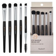 STUDIO17 ?jenmakeup b?rstes?t 5 stk | Sm? og b?rbare ?jenskyggeb?rster | Koreanske ?jenmakeup b?rster | Premium syntetiske b?rster til profession