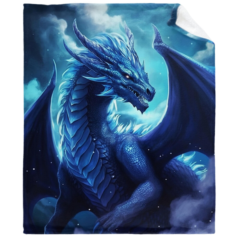 Blue Dragon Throw Blanket Dragon Blanket Gifts for Dragon Lovers Soft Flannel Blanket Gifts for Boys Girls Woman Man Blue Dragon Blanket for Living Ro