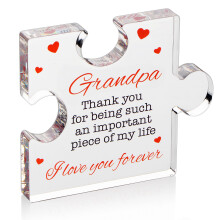 Gifts for Grandpa - Engraved Acrylic Block Puzzle Gift 3.35 x 2.76 inch - Novelty Birthday Christmas Valentine's Gifts