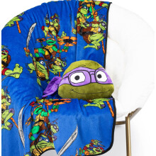 Jay Franco Nickelodeon Teenage Mutant Ninja Tartarugas Mutantes Mayhem Donatello Nogginz Conjunto - manta de 40 x 50 polegadas e travesseiro de p