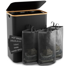 Hampers para cesta de lavanderia com tampa 160L Clothes Extra Grande 3 Se      o Organizador dividido para lavanderia de quarto Roupas sujas cesto pr