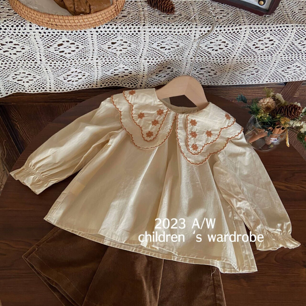 (Beige Shirt, 130cm) Modern Korean Design Girls Three Piece Set Cozy Cotton Cardigan Stylish Blouse And Shorts For Children Aged 3 8 To-image-OPC-PGF7RYR-NEW