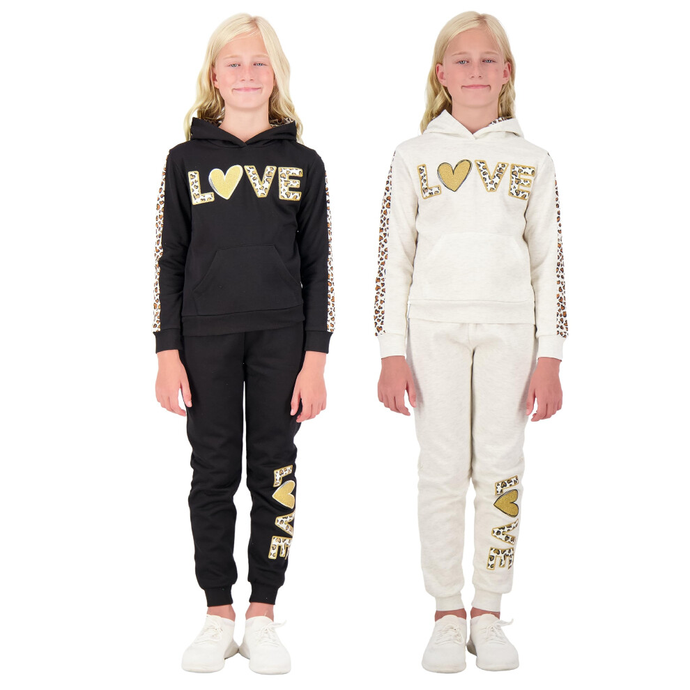 Star Ride Sweet Butterfly Girls 4-Piece Fleece Active Hoodie and Athletic Jogger Sweatpants and Sweatshirt Kids Clothing Set