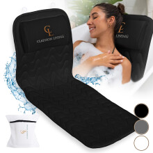 Claessonliving Full-Body Bath Pillow 17'' x 49'' - Bathtub Cushion with Headrest Supports Neck Back and Legs - Free Hanging Hooks for Fast Drying Ove