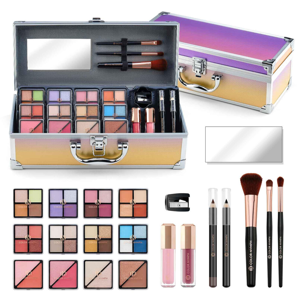 Color Nymph Girls Makeup Kit For Teenagers Girls With Train Case Full Starter Cosmetics Set Included Included 32 Colors Eyeshadow Bronzer Contour P