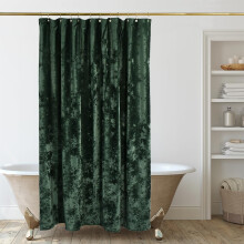 TAMGHO 84 tommer bruseforh?ng Luksus Crushed Velvet bruseforh?ng Ekstra langt m?rkegr?nt bruseforh?ng s?t med gulddekrokroge Vandt?t tykt stof Ka