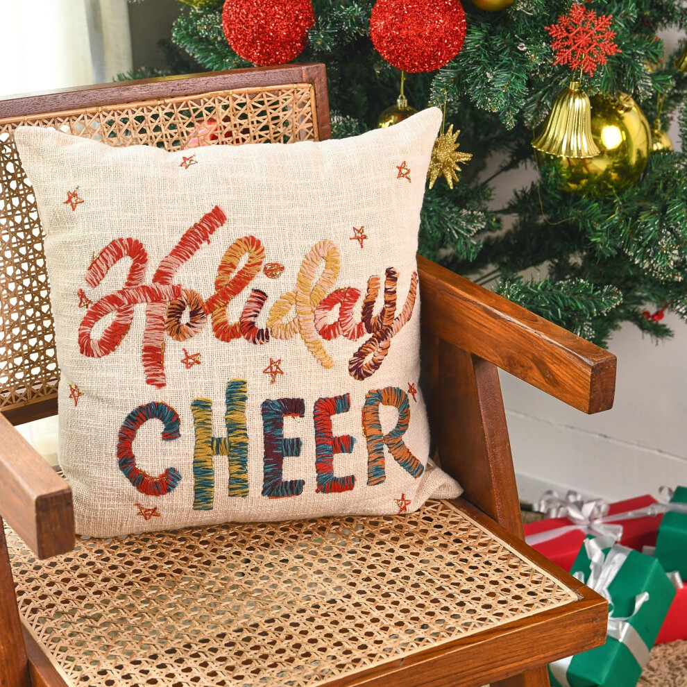 Housses de coussin décoratives de Noël Folkulture 18x18 pour le salon, taies d'oreiller bohèmes 100 % coton ou jolis coussins, housses de coussin