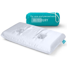 BLISSBURY Ohrkissen mit Satinbezug | Design für Ohrpiercing | 4" bis 5" verstellbares Memory Foam Kissen