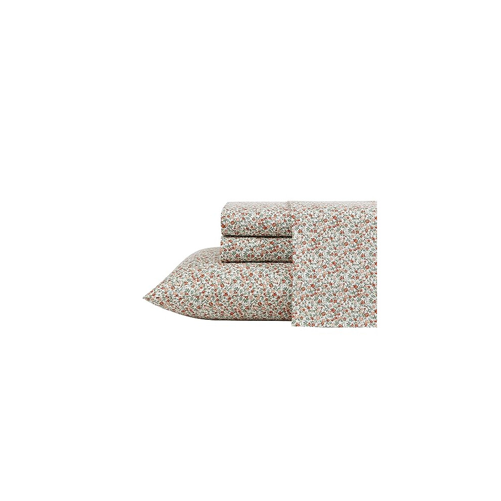 Laura Ashley - Parure de lit en percale de coton pour lit double, d   coration d'int   rieur fra   che et tendance (Emogene Burnt Orange Twin)