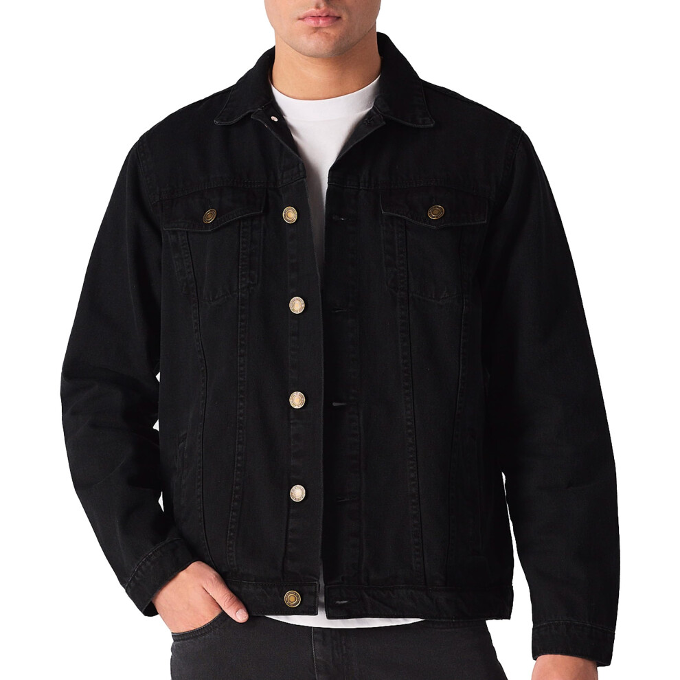 Veste en jean pour homme - Style camionneur classique, coupe slim, d   contract   e, boutonn   e, coupe cowboy - Veste en jean pour homme