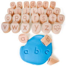 Alphabet Spielteig Stempel für Kinder - Kleinbuchstaben Stempelset - ABC Knetstempel