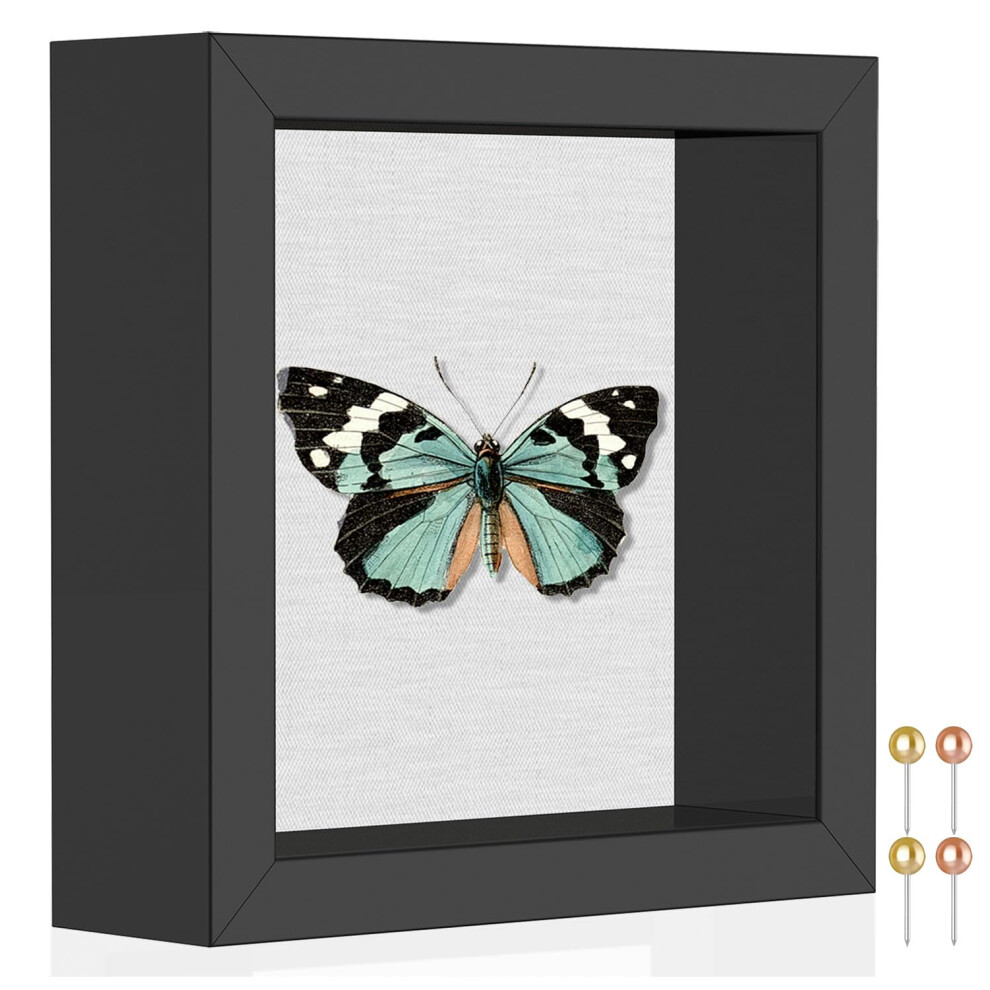 Cadre photo Califortree 5x5, petit format, avec dos en lin doux et punaises incluses, vitrine noire